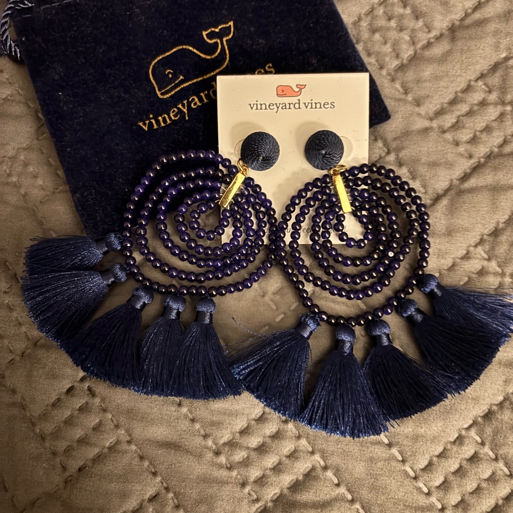 Vineyard Vines Deep Blue Beaded Earrings